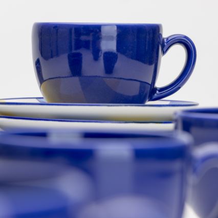 Zestaw kawowy 6x ceramiczna filiżanka ze spodkiem niebieska