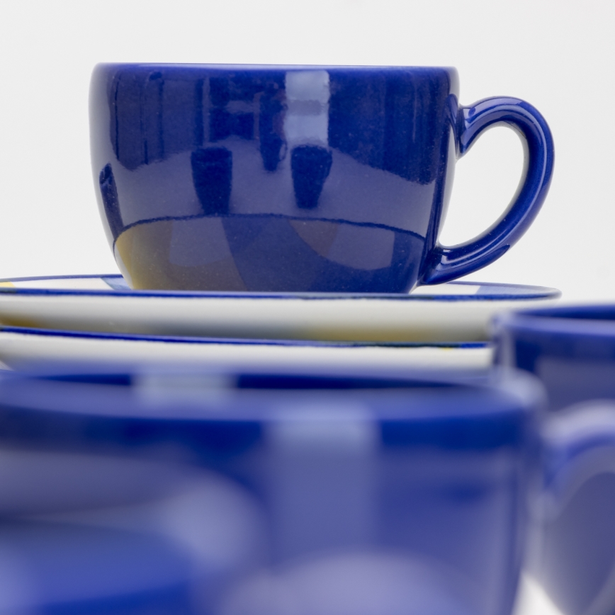 Zestaw kawowy 6x ceramiczna filiżanka ze spodkiem niebieska