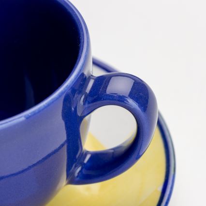 Zestaw kawowy 6x ceramiczna filiżanka ze spodkiem niebieska