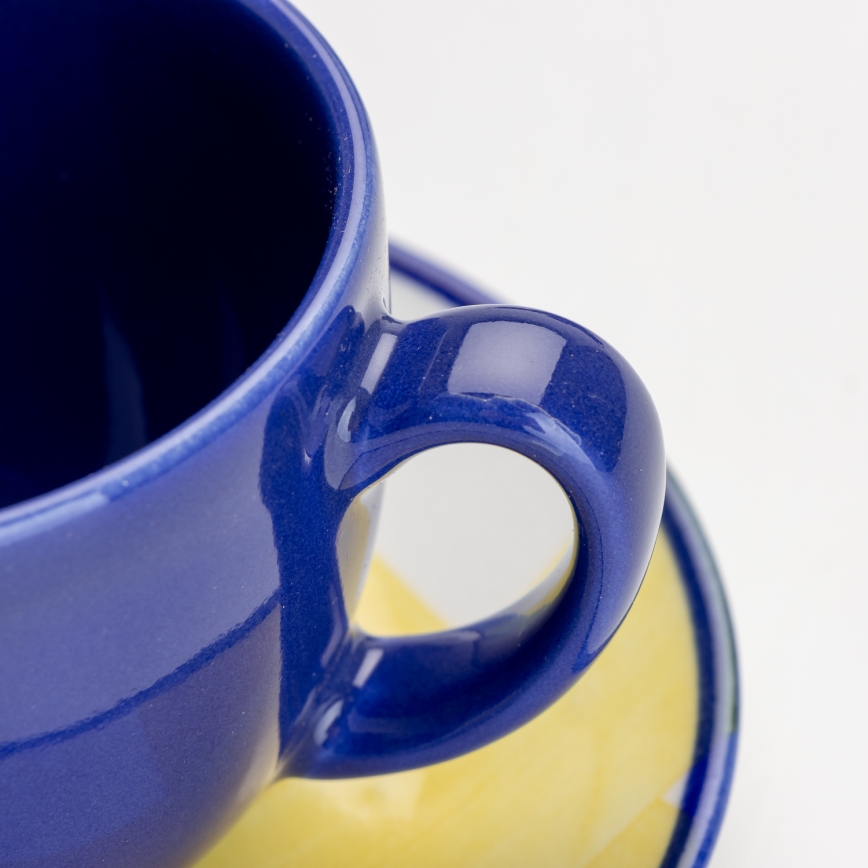 Zestaw kawowy 6x ceramiczna filiżanka ze spodkiem niebieska