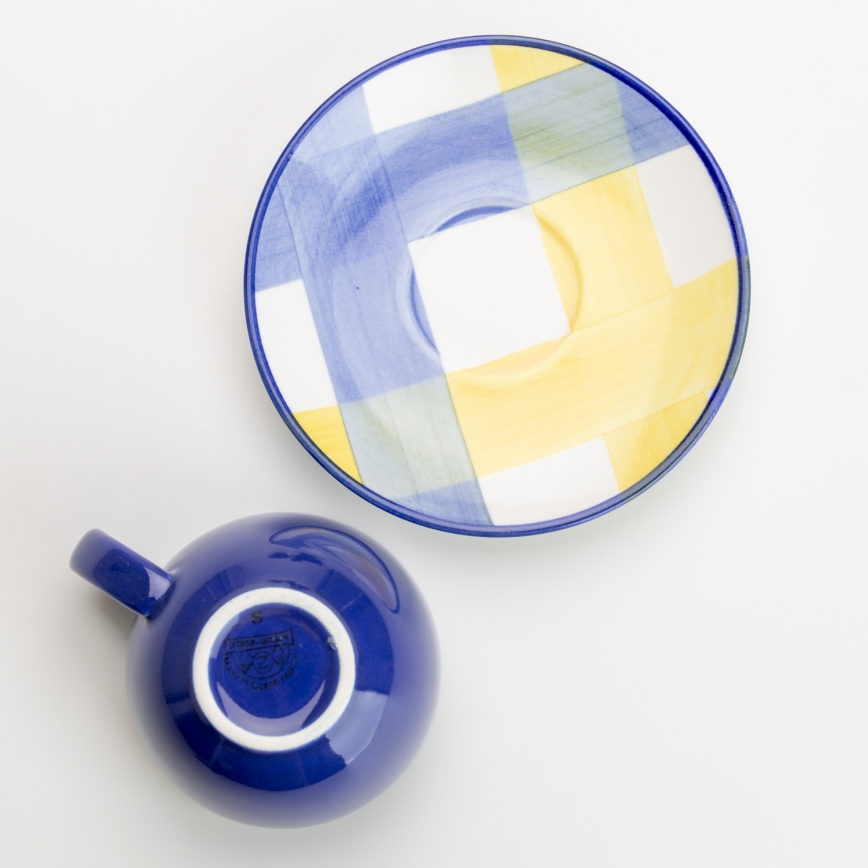 Zestaw kawowy 6x ceramiczna filiżanka ze spodkiem niebieska