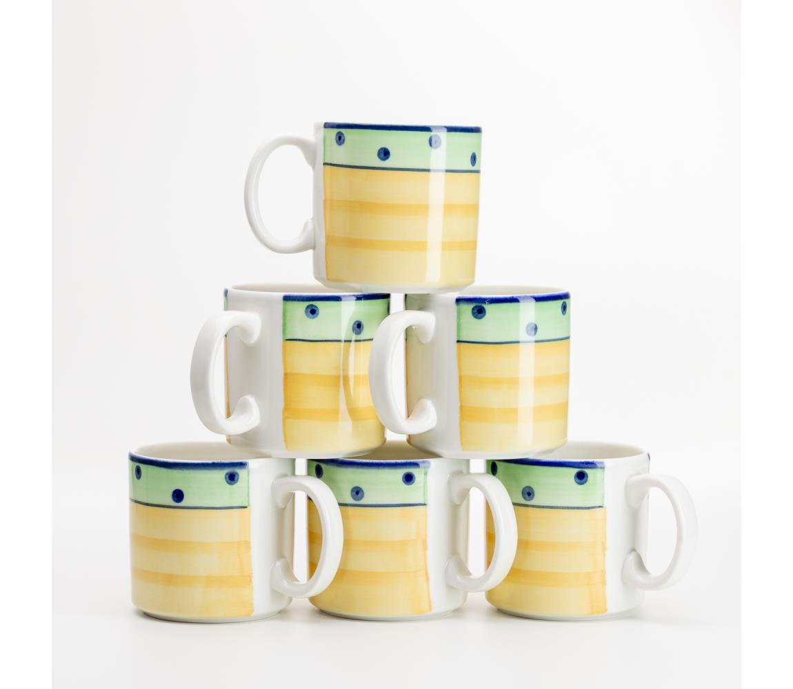 Zestaw 6x ceramiczny kubek Laura żółty niebieski zielony