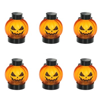 ZESTAW 6x LED Dekoracja HALLOWEEN LED/1xCR2032/ciepła biel dynie