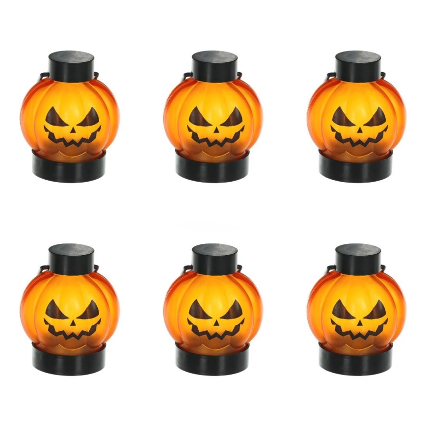 ZESTAW 6x LED Dekoracja HALLOWEEN LED/1xCR2032/ciepła biel dynie