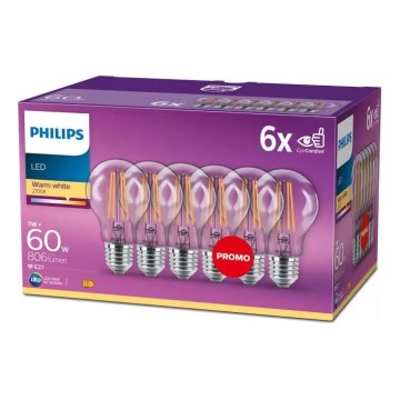 ZESTAW 6x LED Żarówka VINTAGE Philips E27/7W/230V 2700K