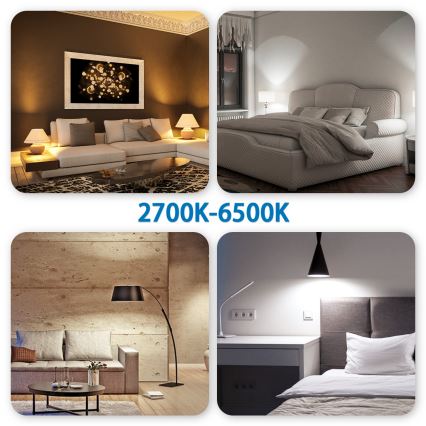 Zestaw 6 żarówek LED RGBW GU10, 6,5 W, 230 V, 2700–6500 K, ściemnialne, Wi‑Fi - Aigostar