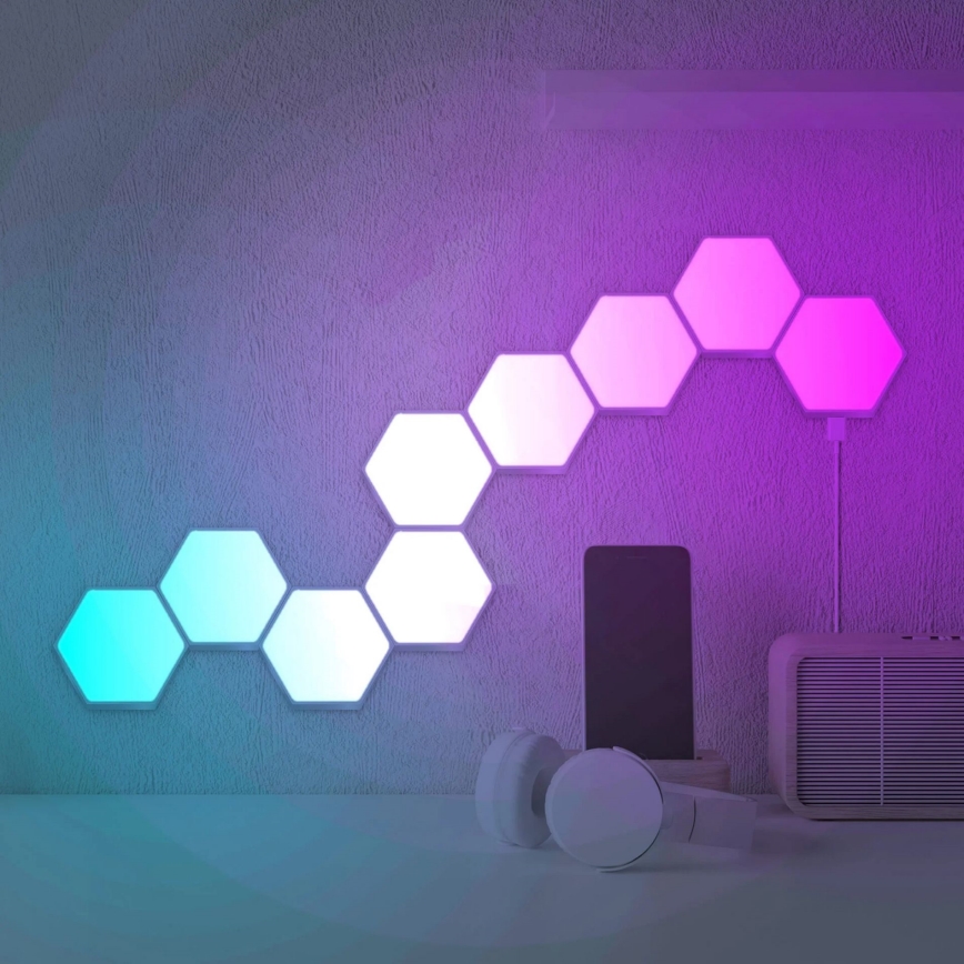 ZESTAW 9x LED RGBW ściemnialny naścienne oświetlenie dekoracyjne MAYA LED/1W/230V + zdalne sterowanie