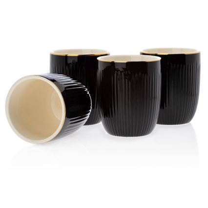 Zestaw ceramicznych filiżanek z karafką i tacą KENDI czarny