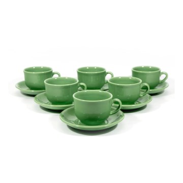 Zestaw do herbaty 6x ceramiczna filiżanka ze spodkiem zielona