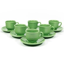 Zestaw do kawy 6x filiżanka ceramiczna Lucie ze spodkiem zielona