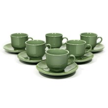 Zestaw do kawy 6x filiżanka ceramiczna Mash ze spodkiem zielony