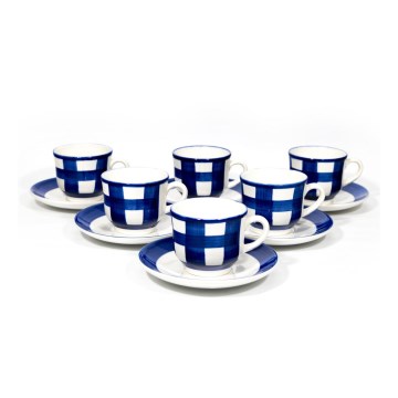 Zestaw do kawy 6x filiżanka ceramiczna ze spodkiem biało niebieska