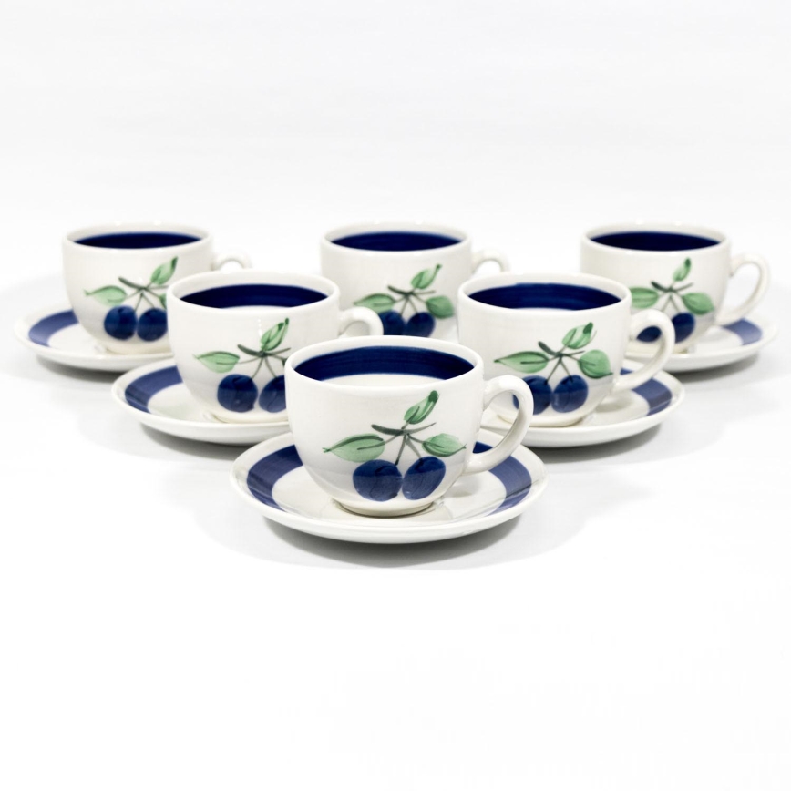 Zestaw do kawy 6x filiżanka ceramiczna ze spodkiem biało niebieska