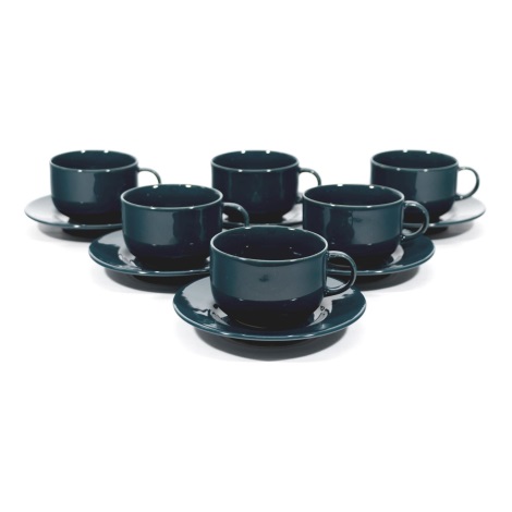 Zestaw do kawy 6x Filiżanka ceramiczna ze spodkiem ciemnozielona