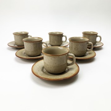 Zestaw do kawy 6x filiżanka ceramiczna ze spodkiem - mokka - Kropki