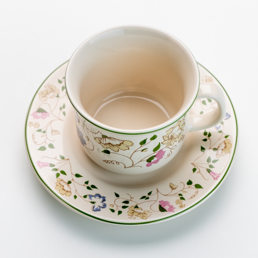 Zestaw do kawy 6x kubek ceramiczny Angelika z podstawką kwiaty