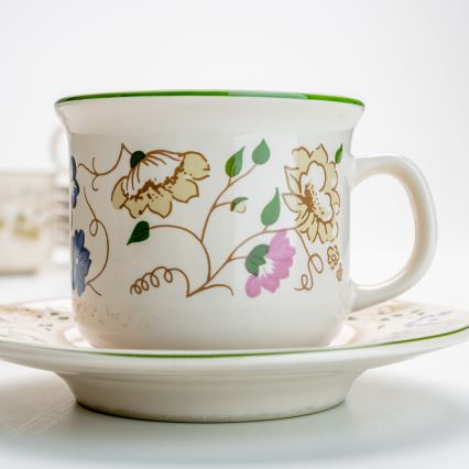 Zestaw do kawy 6x kubek ceramiczny Angelika z podstawką kwiaty