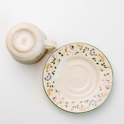 Zestaw do kawy 6x kubek ceramiczny Angelika z podstawką kwiaty