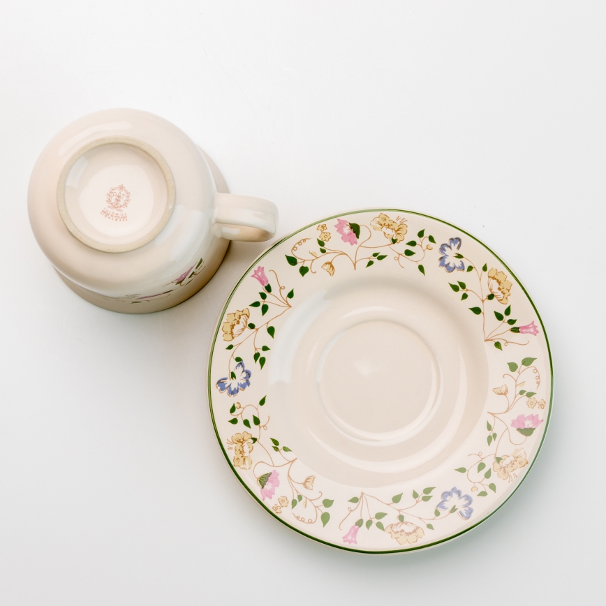 Zestaw do kawy 6x kubek ceramiczny Angelika z podstawką kwiaty