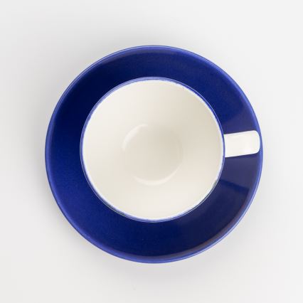 Zestaw do kawy 6x kubek ceramiczny Tereza z podstawką biały niebieski żółty