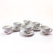 Zestaw do kawy 6x kubek ceramiczny z goose print, 4x saucer
