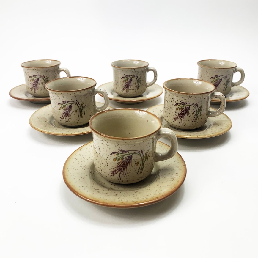Zestaw do kawy 6x kubek ceramiczny z uchem i z podstawką