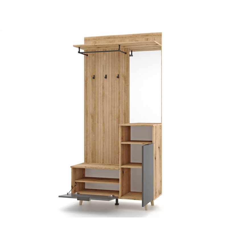 Zestaw do przedpokoju SVEN z lustrem, brąz/grafit