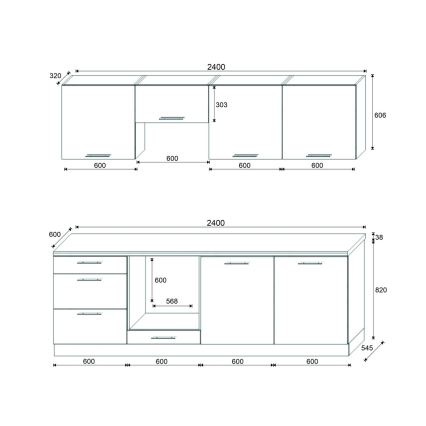 Zestaw kuchenny CELESTE 240 cm, wysoki połysk taupe