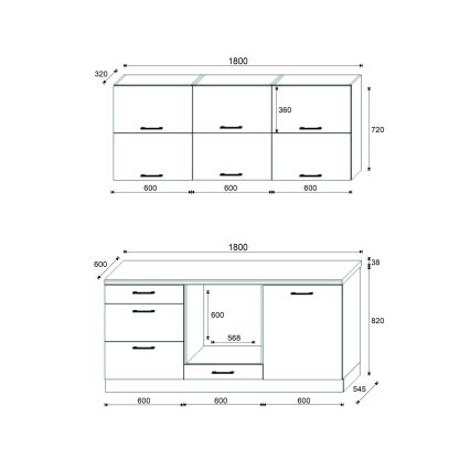 Zestaw kuchenny ELISE 180 cm grafit
