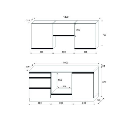 Zestaw kuchenny MARINA 180 cm dąb craft