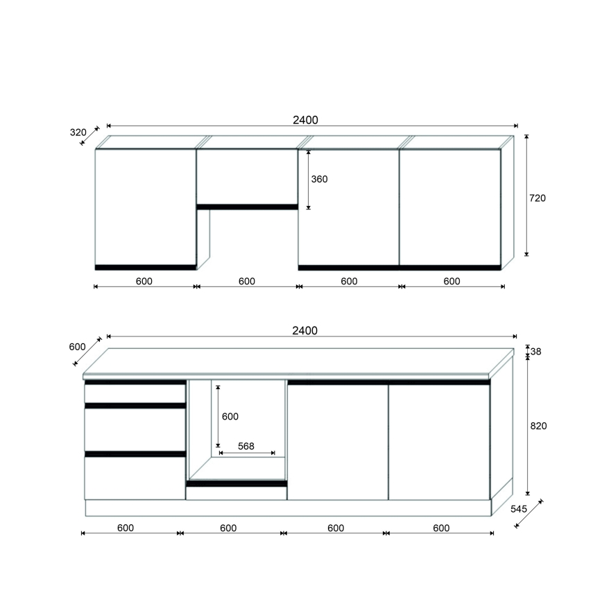 Zestaw kuchenny MARINA 240 cm dąb craft