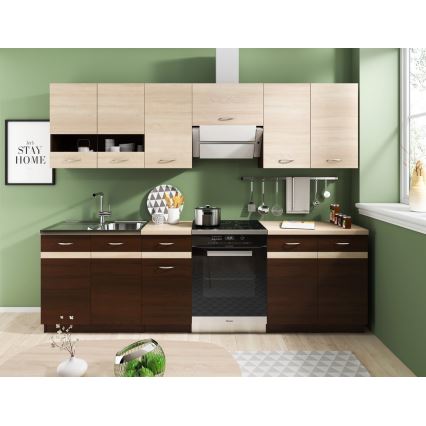 Zestaw kuchenny VALERIA 240 cm dąb sonoma/brązowy