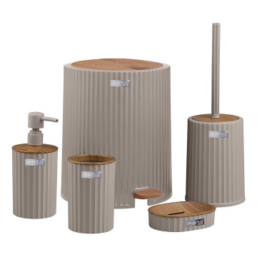 Zestaw łazienkowy COLI 5 szt beżowy/brązowy