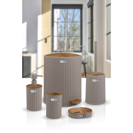 Zestaw łazienkowy COLI 5 szt beżowy/brązowy