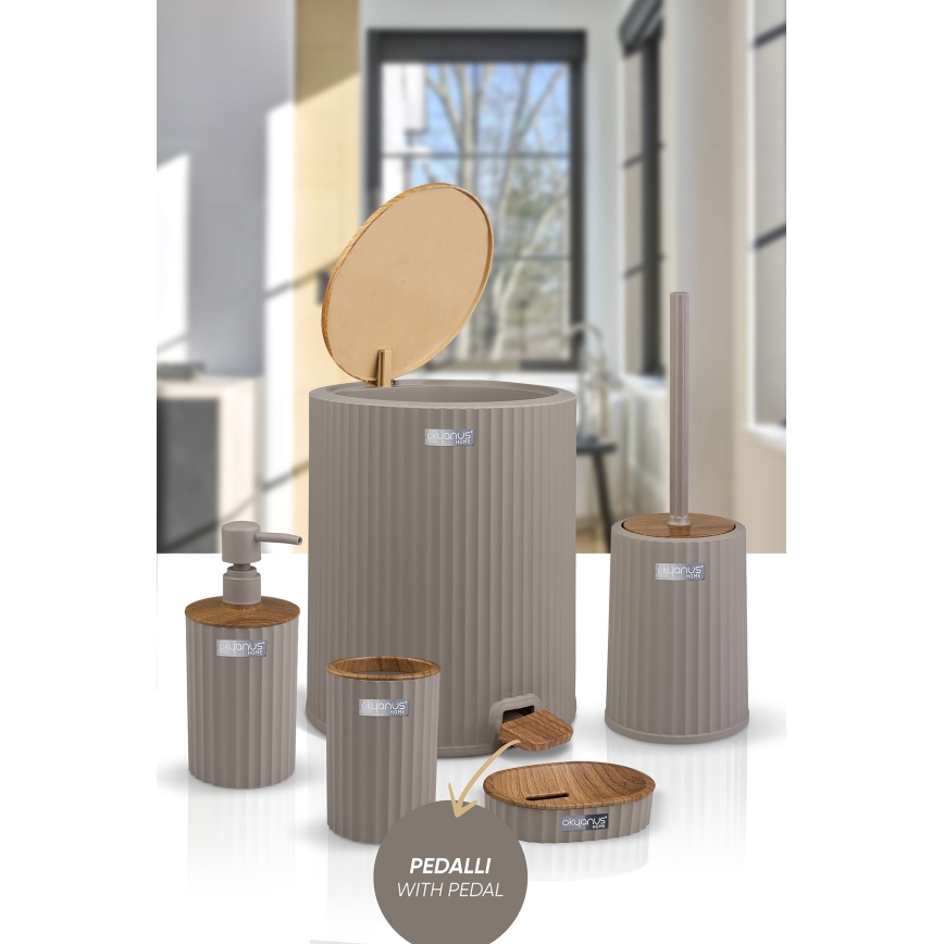 Zestaw łazienkowy COLI 5 szt beżowy/brązowy