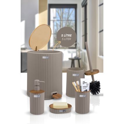 Zestaw łazienkowy COLI 5 szt beżowy/brązowy