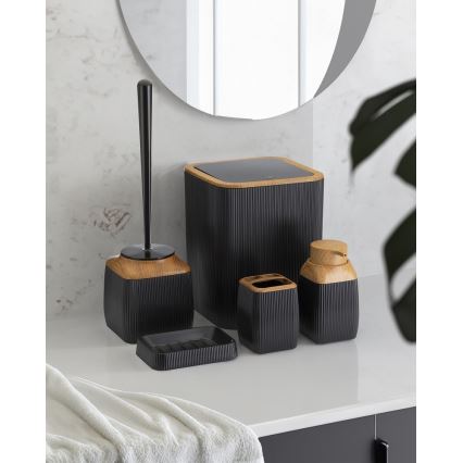 Zestaw łazienkowy CRYSTAL 5 szt czarny/brązowy