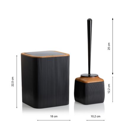 Zestaw łazienkowy CRYSTAL 5 szt czarny/brązowy