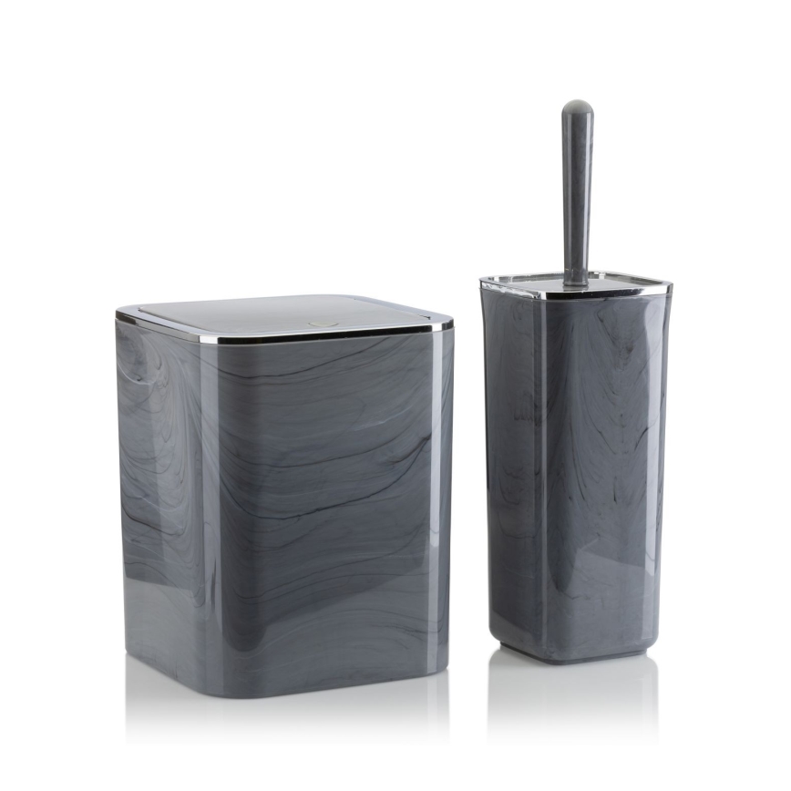 Zestaw łazienkowy GRIS 5 szt szary/chrom błyszczący