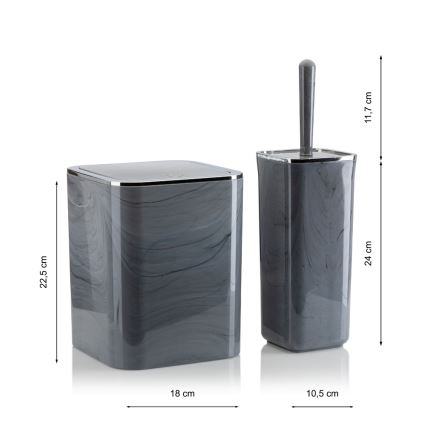 Zestaw łazienkowy GRIS 5 szt szary/chrom błyszczący