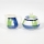 Zestaw Lucie 1x ceramiczna cukiernica z pokrywką i 1x ceramiczny dzbanek na mleko niebiesko-zielony