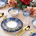 Zestaw obiadowy 12-częściowy, biały/niebieski, porcelana