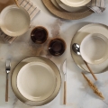 Zestaw obiadowy 12 szt., beżowy/porcelana