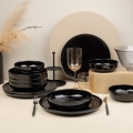 Zestaw obiadowy 12 szt. czarny/porcelana