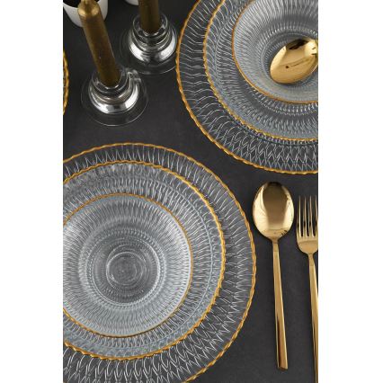 Zestaw obiadowy 12 szt. przezroczyste/złote/szklane