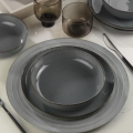 Zestaw obiadowy 12 szt. szary/porcelana