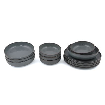 Zestaw obiadowy 12 szt. szary/porcelana