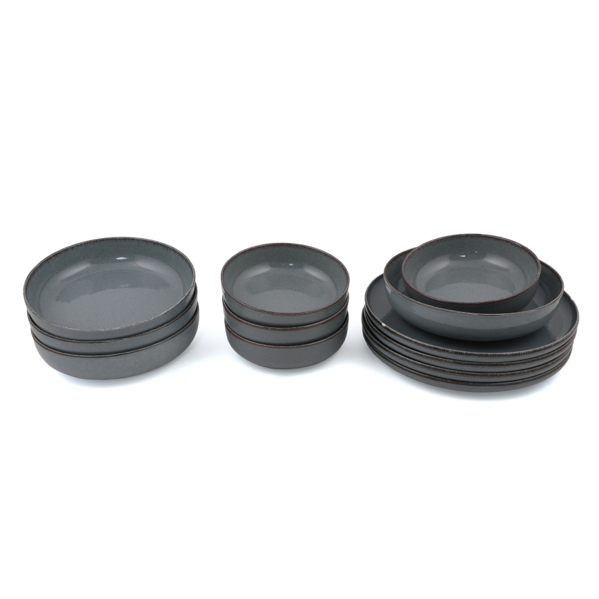 Zestaw obiadowy 12 szt. szary/porcelana