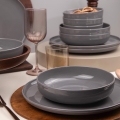 Zestaw obiadowy 12 szt. szary/porcelana