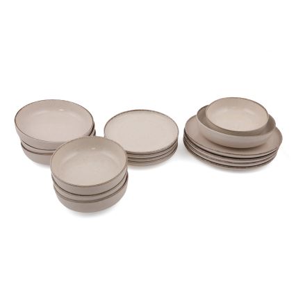 Zestaw obiadowy 16 szt. beżowy/porcelana